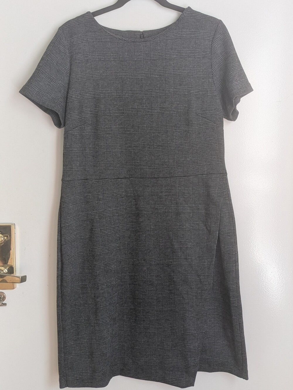 Banana Republic Factory Gray Plaid Sheath Office Short Sleeve Dress Size 14